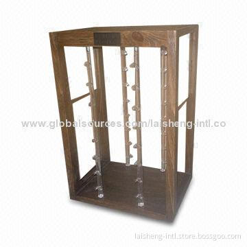 Wooden Sunglasses Display with Lazy Susan Base and Acrylic Poles